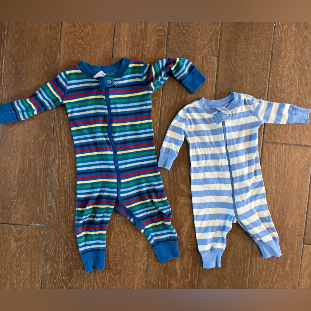 Hanna Andersson Bundle— Striped Baby Boy Pajamas - Blue and Multicolor